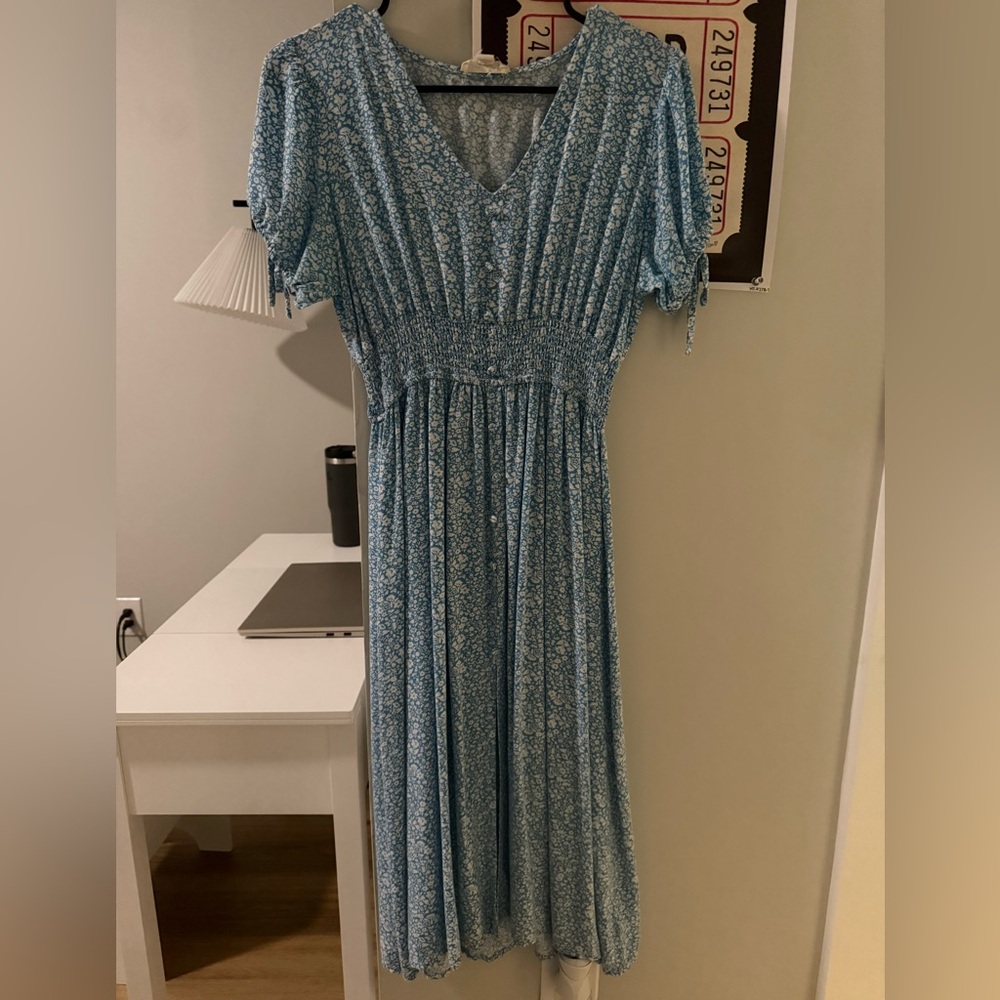 Floral Blue Midi Dress